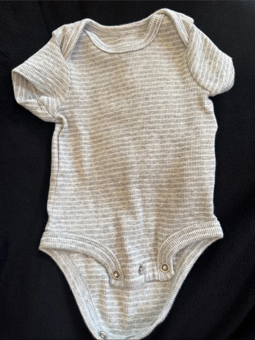 Carter's Heather Light Gray Ribbed Short-Sleeve One-Piece